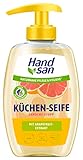 Hand san Flüssigseife Küchen Geruchs-Stop, 1x300 ml Spender, Küchenseife gegen unangenehme Gerüche, Seife mit pflegendem Glycerin und natürlichem Grapefruit Extrakt