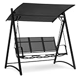 M MCombo Hollywoodschaukel 3 Sitzer mit Sonnendach, Gartenschaukel bis 300kg Belastbar, 188x132x182 cm, Schaukelbank Outdoor Wetterfest, 8009 (Dunkgelgrau)