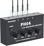 Fosi Audio PH04 4 Kanal Kopfhörerverstärker Metall-Stereo-Audio-Verstärker mit 12V 1,5A-Netzteil, ultrakompakter tragbarer Kopfhörersplitter für Studio und Bühne