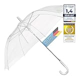 GOODS+GADGETS Durchsichtiger Regenschirm transparent, weißer Design Stockschirm Ø 100 cm; Fashion-Highlight
