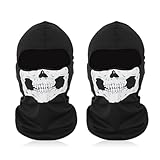2Stück Ghost Maske,Skelett Mask Motorrad Sturmhaube Skull Gesichtsmaske Totenkopf Balaclava Halloween Vollgesichtsmaske Herren Schädel Face Skimaske Set Sommer Atmungsaktiv Skelettmaske,für Winddichte