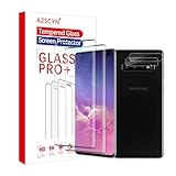 AZSCYN 2 Stück Displayschutzfolie für Samsung Galaxy S10 und 2 Pack Kameraobjektivschutz, 9H HD klar gehärtetes Glas Schutzfolie, 3D gebogen, kratzfest, Ultraschall-Fingerabdruck-Unterstützung