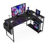 BEXEVUE L-förmiger Schreibtisch – 100x70 cm Gaming Tisch mit Ablagefächer, Umkehrbarer PC Ecktisch Computertisch, Corner Gaming Tisch für Studium Arbeit Zuhause Schlafzimmer, Schwarz