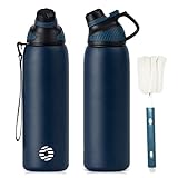 Fjbottle Edelstahl Trinkflasche Sport mit Magnetischem Deckel 1L, 800ml, 600ml, 400ml BPA-Frei Auslaufsichere Kinder Flasche - Kohlensäure geeignet Fahrrad Wasserflasche Thermo für,Schule, Fitness