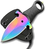 STARSAY Neck Knife Messer,Mini Outdoor Survival Messer mit Kydexscheide und Kugelkette, Full Tang Kleine Feststehendes Klinge Bushcraft Jagd Scharf Halsmesser für Camping (Farbe)