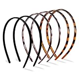 Hanyousheng 6 Stück Haarband, 8mm Plastik Haarband, 3 Farben Elastisches Haarreifen, Unisex Haarreifen, Rutschfestes Stirnband mit Anti-rutsch Zähne, Haarbänder für Outdoor Sports Yoga