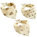 Baby Lätzchen, 3 Stück Dreieckstuch, Lätzchen Baby Absorbierende Dreieckstuch, Weiche Sabberlätzchen, mit Verstellbares Druckknopf, für Säugling Kleinkinder Jungen Mädchen, mehrfarbig