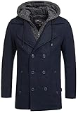 Indicode Herren Cliff Kurzmantel mit Stehkragen | Wollmantel Herrenmantel Mantel Navy XXL