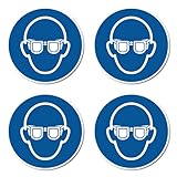 Augenschutz benutzen, Gebotszeichen: M004 - DIN EN ISO 7010 / ASR A1.3 - Aufkleber: Ø 10 cm, 4 Stück