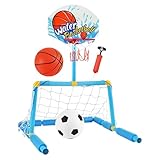 Hogvinnatil Basketballkorb für Pool, aufblasbares Fußballtor 2 in 1, interaktives Wasser-Set mit Korb, 2 Bällen und Pumpe für Kinder ab 4 Jahren, Erwachsene, Garten, Familie, Reisen,