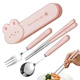 Reiseutensilien mit Etui, Kinderutensilien für Lunchbox, Lunch-Zubehör, Kindergeschirr-Set für Picknick, Reisen, Mahlzeiten, Outdoor, Camping, Flugzeug, Schule