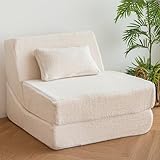 BYBYME Klappbares Schlafsofa, ausklappbarer Stuhl, Bett, umwandelbare Couch, Lounge, Chaiselongue für Wohnzimmer, Schlafzimmer, Gästezimmer, Beige