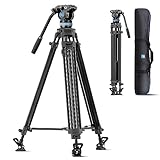 SIRUI Stativ Kamera Videostativ mit Fluidkopf AM-25S, 190cm professionelles Aluminium Dreibein-Stative Tripod für Camcorder Kameras DSLR, Max Belastung 10KG