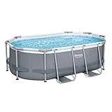 Bestway Power Steel Frame Pool-Set mit Filterpumpe 305 x 200 x 84 cm, grau, oval