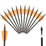 biubiusot 12 Pieces 7.5 Inch Carbon Crossbow Bolts Arrows for Mini Crossbow Hunting and Target Practice with 2 Inch Wing Screw Replacement Arrowhead Tip (7.5inch)