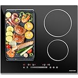 NOXTON Induktionsfeld Flexzonen 4 Platten Einbau, Induktionskochfeld 60 cm Einbau, Induktionsfeld 4 Zonen mit Schieberegler, Booster, Timer, Kindersicherung, 220V-240V, 7200W kein Stecker