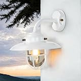 Licht-Erlebnisse Wandlampe außen Messing Glas E27 IP64 B: 30 cm Weiß Maritim Außenleuchte Wandlaterne Garten Hoflampe Außenbeleuchtung
