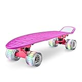 Hurtle, Mini Cruiser Skateboard für Kinder & Erwachsene Skateboard Kinder ab 5 Jahre Mädchen & Junge, Penny Board mit LED Rollen, Anti-Rutsch Deck, Pennyboard für Anfänger & Fortgeschrittene, Max100kg