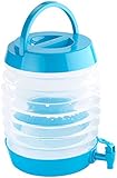 PEARL Getränkespender: Faltbares Fässchen, Auslaufhahn, Ständer, 7,5 Liter, blau/transparent (Faltbarer Wasserkanister, Wasserspender-Kanister, Trinkflasche)