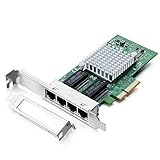 Gigabit 4 Port NIC with Intel I350 Chip, 1Gb Netzwerkkarte Compare to Intel I350-T4 NIC, Quad RJ45 Ports, PCI Express 2.1 X4, Ethernet Card with Low Profile for Windows/Windows Server/Linux