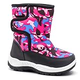 Daclay Kinder Schneestiefel Jungen Mädchen Winter für Kleinkind wasserdichte Stiefelette Kinder rutschfeste Wanderschuhe Warm High-Top Outdoor Schuhe, Lila Xdx9, 27 EU