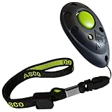 ASCO Premium Clicker, Hunde und Katzen Klicker für professionelles Clickertraining mit Stretcharmband, schwarz, ASCO-01PA
