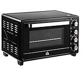 HOMCOM Mini Backofen 32L Mini Ofen mit Grillrost, Backblech, 3 Kochmodi 100 °C-230 °C einstellbare Temperatur Pizzaofen mit Timer Edelstahl Schwarz