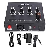 Vikye Mikrofonvorverstärker -Sound -Booster, Clear Gain 60 DB mit 48 -V -Leistung, 3 Eingangsdynamik -Mikrofon -Vorverstärker für die Live -Streaming -Sendung für die Heimaufnahme (EU-Stecker)