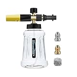 Verbesserte Schaumlanze Schaumkanone für Kärcher K-Serie K2 K3 K4 K5 K6 K7 Hochdruckreiniger, 1L Schneeschaumlanze mit Verstellbarer Schaumdüse für Autowäsche (Schwarz & Gelb)