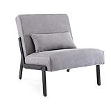 Mingone Sessel Einzelsofa Cocktailsessel Modern Loungesessel 1 Sitzer Polstersofa Leinen Stoff mit Schwarz Metallbeinen für Wohnzimmer Schlafzimmer bis 120kg,Taupe