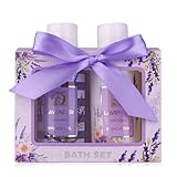 Accentra - Duschset Frauen Geschenkset LAVENDEL in schöner Geschenkbox - 2-teiliges Pflegeset mit Duschgel und Bodylotion - Wellness Geschenk Set zum Geburtstag, Valentinstag, Muttertag & Weihnachten