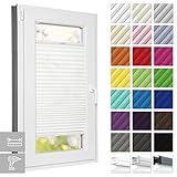 Estika Custom Plissee mit Bohren - Premium Kollektion 23 Stoff Farben - Breite 30-129 cm, Höhe 50-149 cm - Montage zum Anschrauben - Schnelle und einfache Montage - Rollos für Fenster