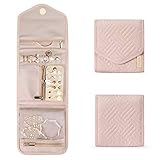 bagsmart Schmuck Organizer Tasche Reise Schmuckaufbewahrung für Ringe, Ohrringe, Halsketten, Uhren, Mini Size Rosa