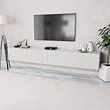 CIADAZ TV-Möbel, 2 Stück, Spanplatte, 120 x 40 x 34 cm, weiß, glänzend, TV-Schrank, modernes TV-Schrank, Wohnzimmermöbel, modernes TV-Schrank, Wohnzimmermöbel