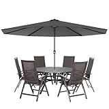 YRHome 300cm Sonnenschirm Alu Neigbar mit Handkurbel UV Schutz 40+ - Dunkelgrau Gartenschirm Terrassenschirm Marktschirm für Balkon, Garten, Terrasse(Anthrazit,3m ohne LED)