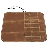 TOKIDNY Canvas Messertasche für Küchenmesser Messerrolle aus Gewachstem Segeltuch Kompakte Aufbewahrungstasche mit Lederband Organizer für Kochmesser und Besteck Tragbare