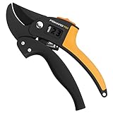 Fiskars Amboss-Gartenschere für trockene Zweige und Äste, Antihaftbeschichtet, Hochwertige Stahl-Klingen, Länge: 19 cm, Schwarz/Orange, PowerStep, P83, 1000575