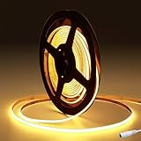 Tayire COB LED Streifen 3000K, DC12V Neon Schneidbar LED Strip 5m 480LEDs/M, 2.7mm Biegbar LED Band Hohe Helligkeit LED Lichtband für Auto FPV Raum dekoration（Netzteil Nicht Enthalten