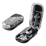 Dzmuero Tablettenteiler, Tablettenschneider, Tablettenteiler für alle tabletten kostenlos, Tragbar, 1 in 2 unterteilt, 1 in 4 unterteilt, Multifunktionaler Medizinschneider, Medikamentenbox (Schwarz)