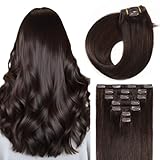 Sunya Clip in Extensions Echthaar Dunkelbraun Echthaar Extensions Clip Hair Remy Clip in Echthaar Extensions NatüRlich Glatt Haar Clip ins Extensions Skin Weft 70g 14 Inch 7 Pcs With 16 Clips