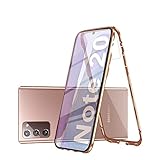 Kompatibel Hülle Samsung Galaxy Note 20 5G Magnetische Adsorption Handyhülle Metallrahmen Transparent Vorne und Hinten Gehärtetem Glas Schutzhülle 360 Grad Stoßfest Cover Case - Gold