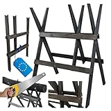 MODO24 Sägebock klappbar aus Holz, Holzbock zum Holzsägen, Stabiler Klappbock für Kaminholz, Balken & Äste, Sägehilfe aus FSC® Massivholz, Holzgestell zum Brennholz Schneiden, Farbe: Grau imprägniert