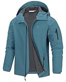33,000ft Jacke Herren Wasserdichte Atmungsaktiv Softshelljacke - Übergangsjacke Winddichte Regenjacke Wanderjacke mit Kapuze Hellblau L