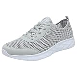 Lomhmn Orthopädische, leichte Herren-Sneaker, modisch, Sommer und Herbst, lässig, flach, leicht, Netzstoff, atmungsaktiv, einfarbig, Herren-Sneaker, grau, 6.5 UK 3X-Narrow