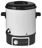 Weihnachtsmarkt Gastro Einkochautomat für Einkochen und Heißgetränke mit Zapfhahn, 25 Liter, 1800 Watt, Emailie, geschlossener Boden, Ablaufhahn, weiß, Designed in Düsseldorf