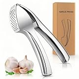 Phantasy® Knoblauchpresse, Silber Knoblauchschneider Garlic Press, Zinklegierung Knoblauch Crusher Praktischer Küchenhelfer Spülmaschinenfest Robust, Handlich Leicht zu Reinigen