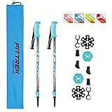 FitTrek Wanderstöcke Kinder - Trekkingstöcke - Walking Stöcke Teleskop - Nordic Walking Stock Verstellbar Leicht mit Gummipuffer, Pads und Tasche