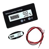 VooGenzek Batteriekapazitäts-Voltmeter-Monitor, Universelle Blei-Säure-Lithium Batterie-Status-Anzeige Tester Voltmeter Monitor, LCD-Display, DC 12V 24V 36V 48V Batteriemessgerät (Weißes Licht)