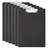 Klemmbrett A4, 6er Schreibbrett mit Gummierter Metalklemme, Zwischenablage Schreibblock mit Aufhängeose für die Tägliche Arbeit - Schwarz