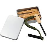 YILANJIN Feuerstein mit Holzgriff, Kienspan, Natur Feuerstarter-Set für Outdoor & Survival, Feuerstahl Magnesium, Ewiges Streichholz Feuerstab, Funkenstab, Zündeisen, Outdoor Survival Feuerstarter